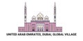 United Arab Emirates, Dubai, Global Village, travel landmark vector illustration