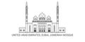 United Arab Emirates, Dubai, Jumeirah Mosque, travel landmark vector illustration Royalty Free Stock Photo