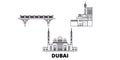 United Arab Emirates, Dubai line travel skyline set. United Arab Emirates, Dubai outline city vector illustration Royalty Free Stock Photo