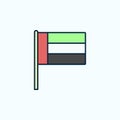 United Arab Emirates flag 2 colored line icon. Simple colored element illustration. United Arab Emirates outline symbol design Royalty Free Stock Photo