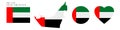 United Arab Emirates flag in different shapes icon set. Flat vector illustration Royalty Free Stock Photo