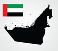 United Arab Emirates flag and map silhouette.