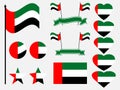 United Arab Emirates flag set. Collection of symbols, flag in heart. Vector Royalty Free Stock Photo