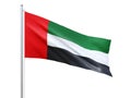 United Arab Emirates flag waving on white background, close up, isolated. 3D render Royalty Free Stock Photo