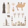 United Arab Emirates Flat Icons Design. Arabic icons Royalty Free Stock Photo