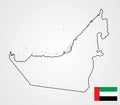 United Arab Emirates map contour. UAE flag and map. Middle east state.
