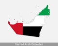 United Arab Emirates Flag Map. Map of UAE with the Emirati national flag isolated on a white background. Vector Illustration Royalty Free Stock Photo