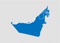 united Arab Emirates map - High detailed blue map with counties/regions/states of united Arab Emirates. UAE map isolated on