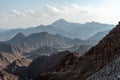 United Arab Emirates mountains view form Wadi Al Qor to Buraq Dam highest place around 800 meters Royalty Free Stock Photo