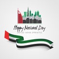 United Arab Emirates national day background design with colorful smoke from jet plane. UAE holiday celebration background. Spirit