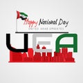 United Arab Emirates national day background design with colorful smoke from jet plane. UAE holiday celebration background. Spirit Royalty Free Stock Photo