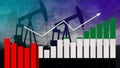 United Arab Emirates oil industry concept. Economic crisis, increased prices, fuel default. Oil wells, stock market, exchange