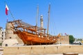 United Arab Emirates, old wooden boat in the courtyard of the Dubai museum, Fort Al Fahidi