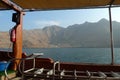 United Arab Emirates Oman dolphin watching boat trip Khasab Musandam dhow cruise Royalty Free Stock Photo