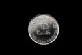 United Arab Emirates Twenty Five Fils Coin Isolated On Black