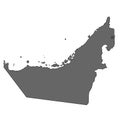 United Arab Emirates UAE country grey vector map on isolated white background for travel, middle east, and geography concepts.