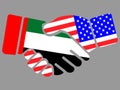 United Arab Emirates UAE and USA flags Handshake vector Royalty Free Stock Photo