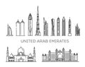 United Arab Emirates vacation icons set. Vector icons set Royalty Free Stock Photo