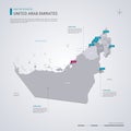 United Arab Emirates vector map with infographic elements, pointer marks Royalty Free Stock Photo