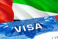 United Arab Emirates Visa. Travel to United Arab Emirates focusing on word VISA, 3D rendering. United Arab Emirates immigrate