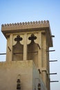 United Arab Emirates wind tower old architecture and lanterns Royalty Free Stock Photo