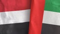 United Arab Emirates and Yemen two flags textile cloth 3D rendering