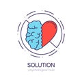 United brain and heart halves. Balance between intelligence and emotions. Royalty Free Stock Photo