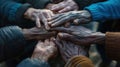 The united elderly hands.AI generated image Royalty Free Stock Photo