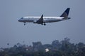 United Express airplane approaching Los Angeles Airport, LAX