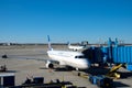 United Express airplane parks at Detroit Metropolitan Airport