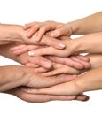 United hands on white Royalty Free Stock Photo