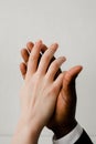 United hands white-skinned Europeans and dark-skinned African American. The symbol of and struggle against oppression. Royalty Free Stock Photo