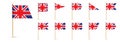 United kindom toothpick flag isolated on wood stick with white paper. Great Britain Realistic little tooth pick for Royalty Free Stock Photo