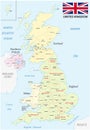 United kingdom administrative and political map with flag Royalty Free Stock Photo