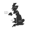 United Kingdom, aka UK, of Great Britain and Northern Ireland hand-drawn blank map. Divided to four countries - England