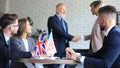 United Kingdom and American leaders shaking hands on a deal agreement Royalty Free Stock Photo