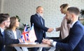 United Kingdom and American leaders shaking hands on a deal agreement Royalty Free Stock Photo