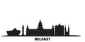 United Kingdom, Belfast city skyline isolated vector illustration. United Kingdom, Belfast travel black cityscape