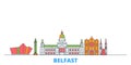 United Kingdom, Belfast line cityscape, flat vector. Travel city landmark, oultine illustration, line world icons
