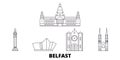 United Kingdom, Belfast line travel skyline set. United Kingdom, Belfast outline city vector illustration, symbol