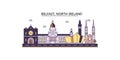 United Kingdom, Belfast tourism landmarks, vector city travel illustration