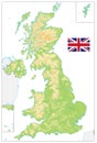 United Kingdom Blank Physical Map on white