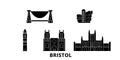 United Kingdom, Bristol flat travel skyline set. United Kingdom, Bristol black city vector illustration, symbol, travel Royalty Free Stock Photo