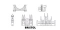 United Kingdom, Bristol line travel skyline set. United Kingdom, Bristol outline city vector illustration, symbol Royalty Free Stock Photo