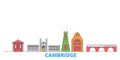 United Kingdom, Cambridge line cityscape, flat vector. Travel city landmark, oultine illustration, line world icons Royalty Free Stock Photo