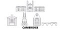 United Kingdom, Cambridge line travel skyline set. United Kingdom, Cambridge outline city vector illustration, symbol Royalty Free Stock Photo