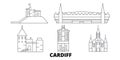 United Kingdom, Cardiff line travel skyline set. United Kingdom, Cardiff outline city vector illustration, symbol Royalty Free Stock Photo