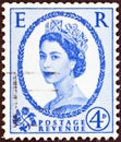 UNITED KINGDOM - CIRCA 1952: A postage stamp printed in United Kingdom shows queen Elizabeth II, circa 1952. Royalty Free Stock Photo