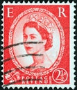 UNITED KINGDOM - CIRCA 1952: A postage stamp printed in United Kingdom shows queen Elizabeth II, circa 1952. Royalty Free Stock Photo