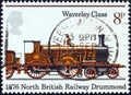 UNITED KINGDOM - CIRCA 1975: A stamp printed in United Kingdom shows Abbotsford, Waverley Class 1876, circa 1975. Royalty Free Stock Photo